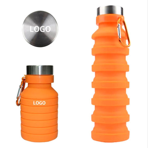 Customizable : Fold Flat Water Bottle with Carabiner