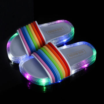 CHILDS NARWHAL LED LIGHT UP SLIPPERS BRIGHT MULTI COLOURED LIGHTS COSY FUN 