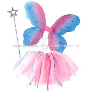 Conjunto de Asas de Borboleta de Fada com Varinha Mágica e Vestido de Tutu para Roupa de Palco for sale at factory direct price