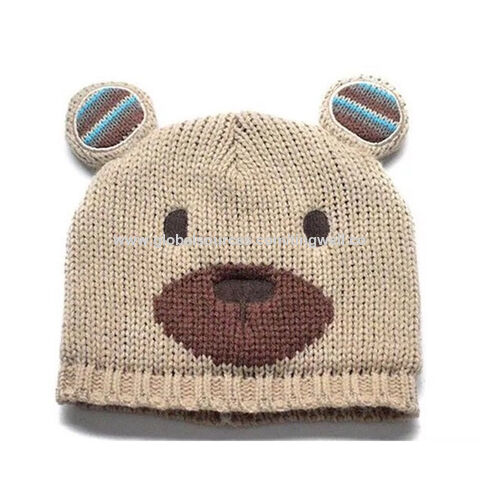 Bonnet en peluche tricoté avec des oreilles d'ours mignon