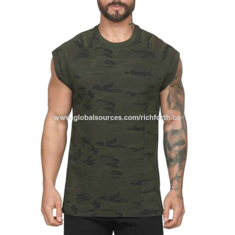 Débardeur de compression Dri-Fit pour homme, coupe athlétique, col rond, épaules tombantes, camouflage, gilet/débardeur/maillot de corps de sport, meilleures ventes for sale at factory direct price