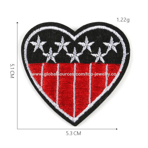 1PCS Heart-Shaped Embroidery Iron on Patches for Clothing Stickers