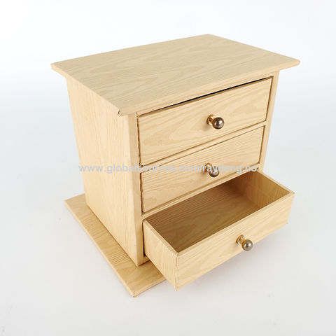 Drawer Box Wooden Wood Pu Storage, Small Wooden Storage Boxes With Drawers