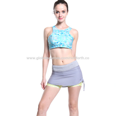 Jupe de tennis double couche pour femmes avec short intégré, poche et motif imprimé - Fabricant