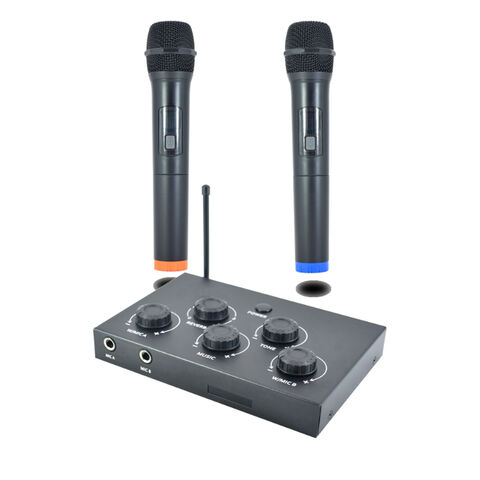 Wireless Microphone with Bluetooth, Professional UHF Dual Handheld Dynamic  Metal Mic System Set with Rechargeable Receiver, 160 ft Range, 1/4''Output