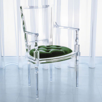 Lucite Acrylic Arm Dining Chair, Clear Perspex Dining Room Chairs