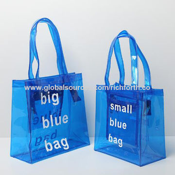 Blue Clear Jelly Tote Bag Zip Transparent Large Tote Purse for Beach