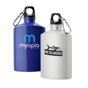 Cantimplora de Aluminio de 532 ml (18 oz), sin BPA, con Forma de Petaca y Práctico Clip de Mosquetón