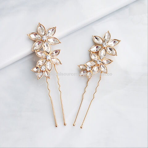 China Cherry Bridal Flower Hairpins Made Of Metal Alloy Custom