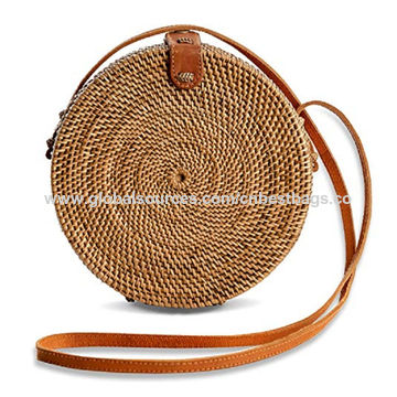 Amazon.com: Tnfeeon Rattan Beach Shoulder Bag, Handwoven Round Rattan Bag  Eco Friendly for Camping (#1) : Sports & Outdoors