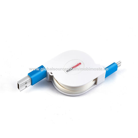 Buy Wholesale China Retractable Usb2.0 A Male To Usb Micro-b Male Data And  Charge Cable With A Abs Reel & Retractable Usb Cable