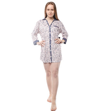 China Lady's flower print peached jersey boyfriend style pajama on ...