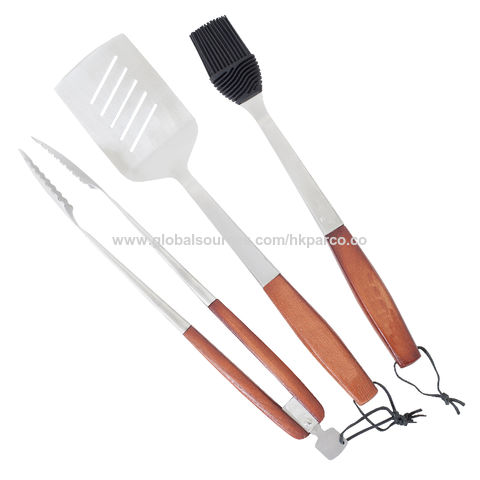 spatula & brush NEW Outdoor Origins Stainless Steel  3 Piece BBQ Tool Set-tongs 