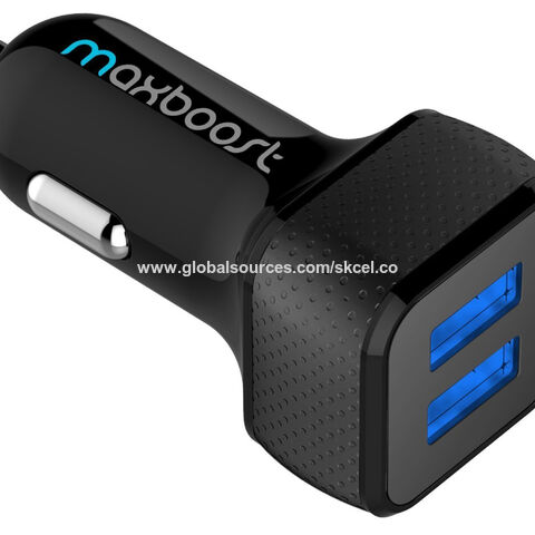 Cargador de Coche USB de Dos Puertos - 24W / 4.8A - Negro