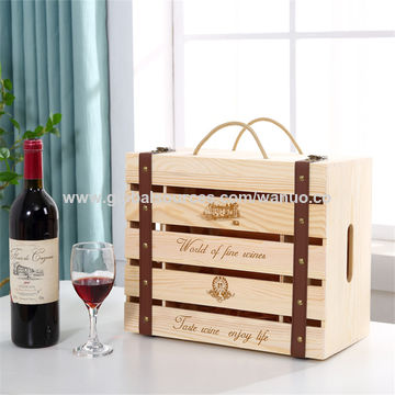 Buy Wholesale China Handmade Vineyard Design Natural Pine Wood Crate 6 Wine  Bottle Travel Storage Box & Wooden Wine Box At Usd 3.8 | Global Sources