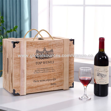 Buy China Wholesale Rustic Paulownia Wood Bottles Carrier Wooden