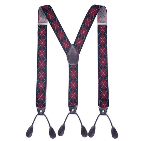 Dress Suspenders for Men, Brown Argyle Clip Suspenders