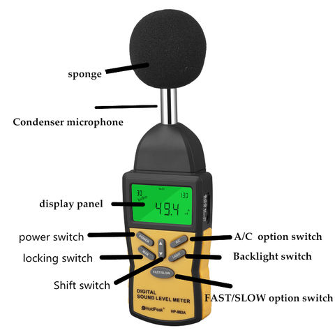 30-130DB LCD Digital Sound Level Meter Noise Measuring Instrument Decibel Tester 