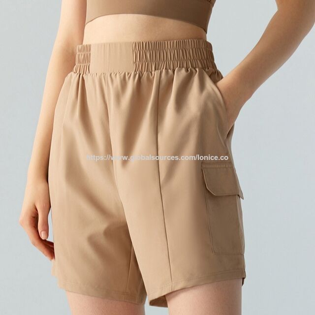 Short de sport pour femmes, taille haute, short de course avec poches, short de gym à séchage rapide