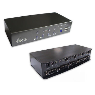 4-port interruptor del poder DVI USB KVM con la caja metálica del audio, del micrófono y de la mesa for sale at factory direct price