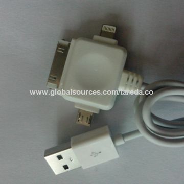 Micro-USB-Daten- und Ladekabel für Mobiltelefone mit 3-fach-Stecker, lange Lebensdauer, robust.
