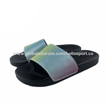 womens plain black sliders