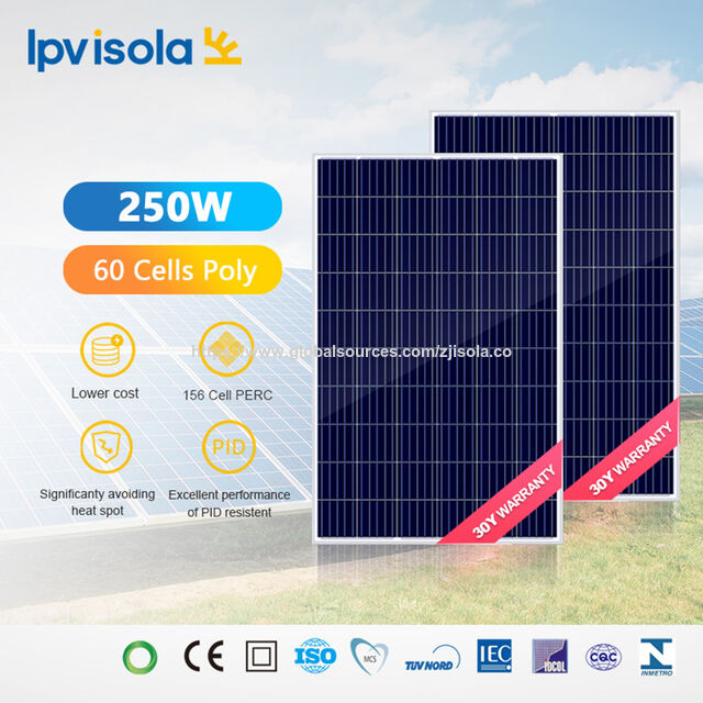 Painéis Solares Policristalinos Isola 255W - 250W/255W/260W/265W/270W para Sistemas de Energia Solar Fotovoltaica no Atacado for sale at factory direct price