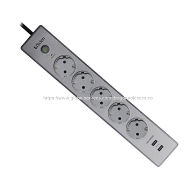 5-fach Steckdosenleiste mit deutschem Stecker, 2.1A USB-Ladegerät und Überspannungsschutz for sale at factory direct price
