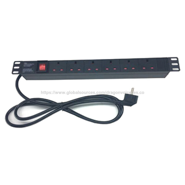 Unit Distribusi Daya (PDU) 1U dengan 6 Soket Steker BS UK, 16A, Horizontal, untuk Kabinet Jaringan 19 Inci for sale at factory direct price