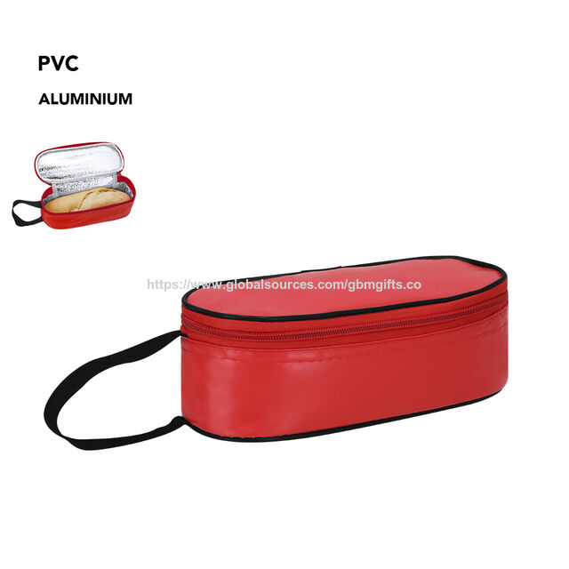 PVC Promotional insulated bags sandwich holders resistant with zipper closure& nylon handle isothermal inside in aluminum
