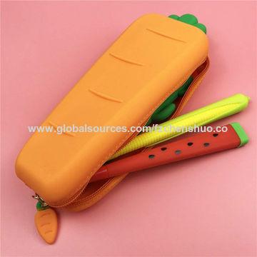 Buy Wholesale China Pencil Case Box, Cute Carrot Silicone Pen