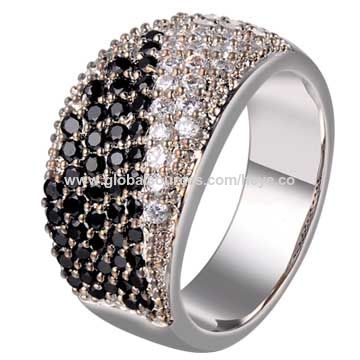 El platino blanco del zircon/rodio-plateó el anillo simple, diseños