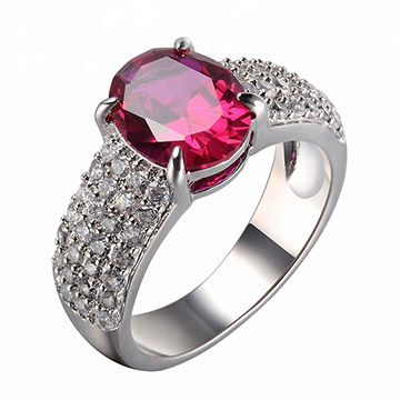Women 925 Silver Filled Rings Round Cut Ruby Fashion Wedding Ring Size 6-10 