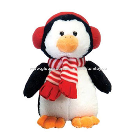 Spark Plush Cuddle Stuffed Animal Penguin Rattles White/gray With Red Ear Muffs for sale online 