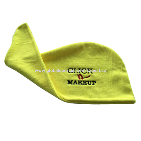 Turbante de microfibra OEM, envoltura de secado rápido para baño, spa, maquillaje, 64x25cm, 300gsm, amarillo, absorbente de agua, seco rápido, seguro para el cabello, suave