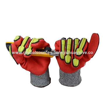 Guantes de protección anticorte de nivel 5 para rectificado fino HPPE, con costura trasera y goma TPR para montar