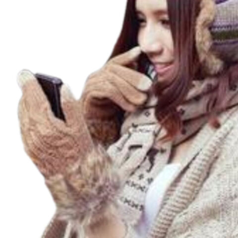 Handschuhe, Wolle mit Spitzendekor, Neues und originelles Touchscreen-Design für Damen/Winter Thermohandschuhe