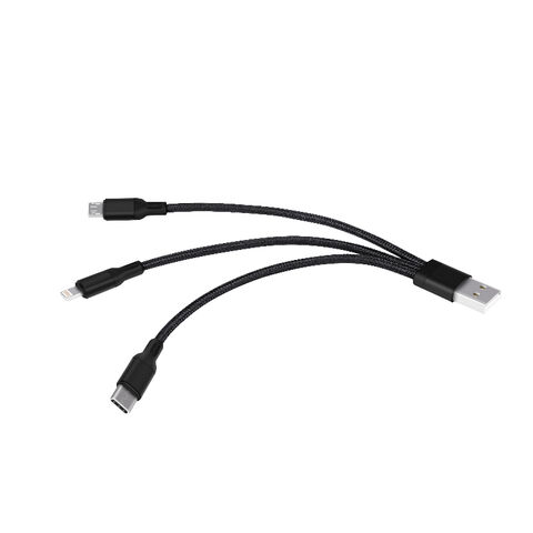Câble USB court 3 en 1 en nylon tressé, câble de données de charge rapide USB type C, iOS, câble micro for sale at factory direct price