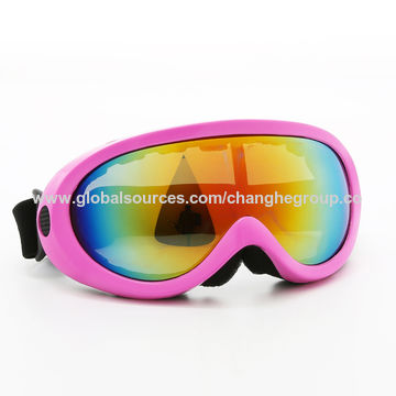 Ski Goggles Adult Anti-Fog Orange CA And PC Double Lens Pink Frame Snow Goggles