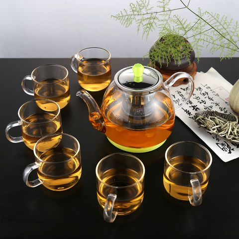 Handmade High Borosilicate Clear Glass Teapot Set Custom Tea Pot