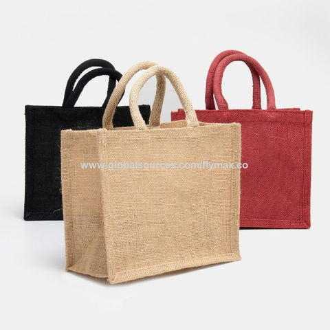 Buy Wholesale India Jute Tote Bags With Black Logo And Cotton Handles ...