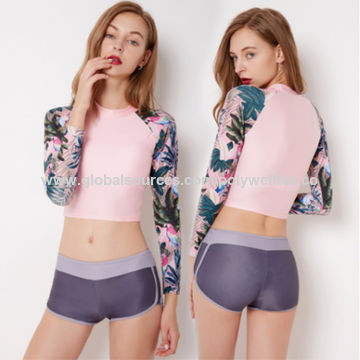 Women Rashguard Swim Shirts Windsurf Top Long Sleeve Swimsuit