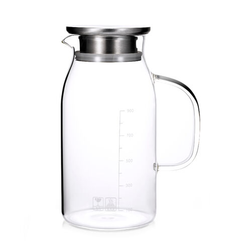 Jarra de vidrio de borosilicato hecha a mano de 1.5 litros con tapa Fábrica  de jarra de agua de vidrio resistente al calor