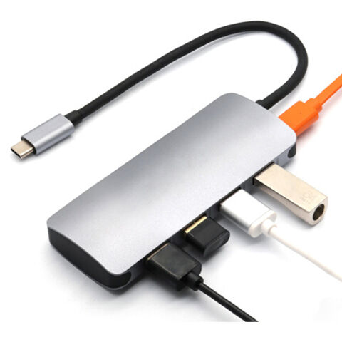 Adaptador Hub Tipo C 5 em 1, USB 3.0, Carregador PD, suporta diferentes requisitos de função