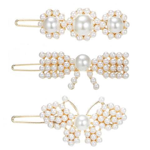 USA WOMENS Pearl Butterfly Hair Clip Hairpin Rhinestone Crystal Elegant Gold 32