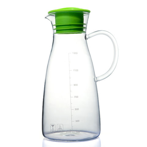 Hot/Cold Water Jug,Glass Pitcher With Handle,45oz Glass Jug, glass 