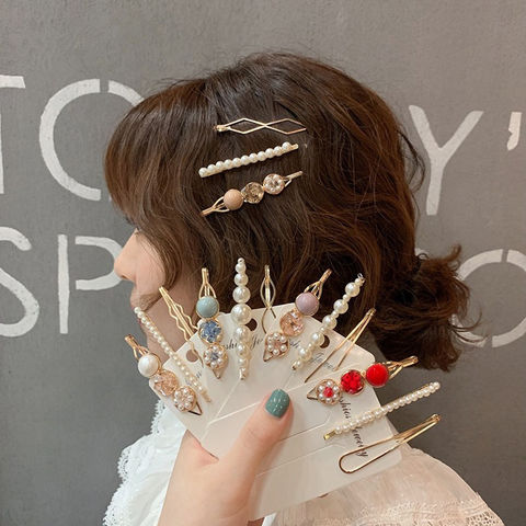 Bow Pearl Hair Clip Korean Style Hairpin Women Hair Accessories Velvet Hairpin