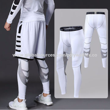 Men's Basketball Sports Tight Pants 3/4 Compression Workout Leggings Knee  Pads | eBay