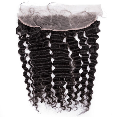 Venta al por mayor de cabello humano sedoso natural con línea de cabello predepilada, frontal de onda profunda for sale at factory direct price