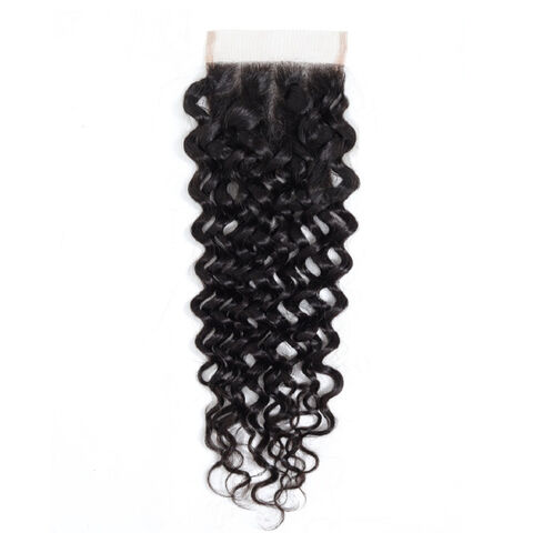 Cierre de encaje suizo 4x4 con cabello de bebé, onda de agua brasileña, parte media, cabello humano for sale at factory direct price